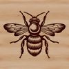 A detailed illustration of a busy bee in mid-air, suitable for gardening and insect-themed designs.