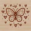 Colorful Butterfly with Love Hearts Illustration A colorful illustration of a butterfly with love hearts surrounding it.