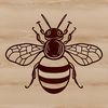 A close-up illustration of a bee with detailed features, suitable for gardening and crafting projects.