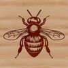 Busy Bee Vector Graphic A detailed illustration of a busy honeybee in flight.