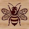Bee in Flight Vector Graphic A detailed illustration of a bee in flight, depicted as a vector graphic image.