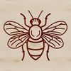 A simple line drawing of a bee insect with a vector design style, suitable for clip art or stenciling.