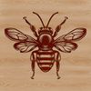 A colorful illustration of a busy bee in flight, suitable for gardening and craft projects.
