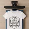 A vector illustration of inspirational gardening quotes in a decorative font.