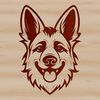 A detailed illustration of a German shepherd's head, suitable for use as clip art or vector design in various formats.