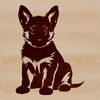 Beautiful German Shepherd Dog Icon A sitting German shepherd dog with a calm expression in a simple vector design.