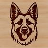 Beautiful German Shepherd Portrait A high-quality illustration of a German Shepherd's head.