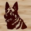 High-Resolution German Shepherd Clip Art A high-quality digital illustration of a German Shepherd dog's head, suitable for vector art and design.