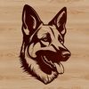Detailed Dog Portrait Close-up illustration of a German shepherd's head with detailed features.