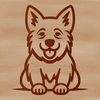 Breed Icon German Shepherd Silhouette A simple line drawing of a sitting dog with a distinctive breed-specific coat pattern.