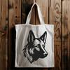 German Shepherd Face SVG Design An outline vector graphic representation of a German Shepherd's face.