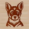 German Shepherd Portrait in High-Definition Vector Graphics Close-up of a German shepherd's head with detailed features in a digital graphic design.