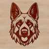 Vector Graphic of a German Shepherd's Head A vector graphic representation of a German Shepherd dog's facial features.