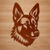 German Shepherd Breed Portrait SVG Art A high-quality vector image of a German Shepherd's head, suitable for cutting machine stencils or pyrography art projects.