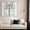 A 2D vector representation of a gift box with a ribbon and bow, suitable for commercial or personal use in digital designs.