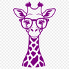 Safari Animal Silhouette with Glasses A tall, spotted safari animal, depicted wearing glasses in a simplified illustration style.
