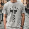 Savannah Style Giraffe An adult giraffe wearing sunglasses in a natural savannah setting.