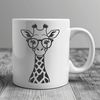Adorable Cartoon Giraffe Wearing Shades A cartoon giraffe wearing glasses in a humorous illustration style.