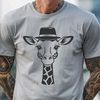 Giraffe Silhouette with Fancy Hat A high-resolution vector illustration of a giraffe wearing a hat.