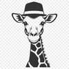 An illustration of a giraffe, a common safari animal, featuring a unique headpiece on its forehead.