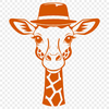 Whimsical Safari Animal Clip Art A standing giraffe with a hat, suitable for crafting and design projects.