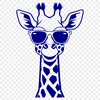 Wildlife Silhouette with Sunglasses A stylized illustration of a giraffe wearing sunglasses in a safari setting.