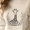 Giraffe in a Blooming Field SVG Illustration A high-quality SVG illustration of a giraffe standing in a field with floral elements.