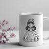 Cute Female Character Design A royalty-free SVG design of a young female princess character in a relaxed pose.