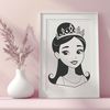 A young female character in a royal dress, depicted as a vector graphic design.