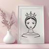 A young female royal figure in a traditional dress, suitable for vector art projects.