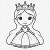 SVG Clip Art Royal Girl Image Illustrated female character with royal attire, suitable for graphic design projects.