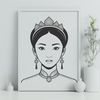 Girl with Crown Vector Image A young female character wearing a crown and royal attire, suitable for use in graphic design projects.