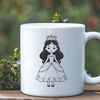 A girl dressed as a princess, illustrated with vector art style.