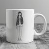 Young Girl Illustration with Clean Lines An illustrated young girl character with simple lines and shapes.