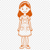 A young female figure designed as a vector graphic.