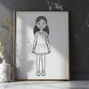 Cute Clipart for Digital Design A young girl illustration created in vector format, suitable for digital design projects.
