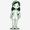 Simple line art design of a little girl suitable for digital cutting machines like Cricut.