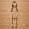 A female figure depicted in simple lines and shapes, suitable for vector design projects.
