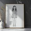 Young girl illustration in vector format suitable for cutting machines and digital design.