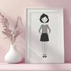 Digital Illustration of a Young Girl A young girl illustrated in a digital format with scalable lines.