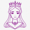 A royalty-inspired vector design featuring a young female character in a regal pose.