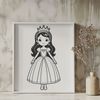 A young female princess in a medieval-style gown, suitable for use as clip art or vector design.