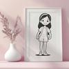Beautiful SVG Character Design A young girl illustration designed as vector art for various digital applications.