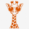 An illustration of a giraffe with trendy shades on its head.
