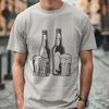 Beautiful Glass of Beer SVG Design A detailed illustration of a beer glass with a foamy head and a bottle in the background.
