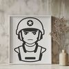 Free Vector Soldier Graphics A detailed illustration of a man in military uniform, suitable for vector design projects.