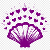 Illustrated seashell with love hearts, suitable for vector design and commercial or personal projects.