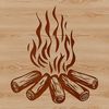 A vector design featuring a campfire scene with flickering flames and warmth of the outdoors.