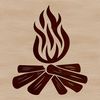 A digital illustration of flames burning in a campfire setting, suitable for outdoor-themed designs.