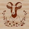 Floral Field Goat Illustration A digital illustration of a goat in a field surrounded by flowers.